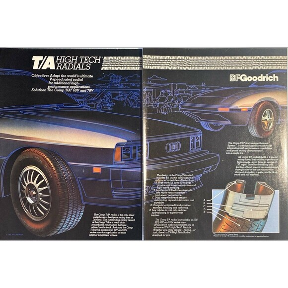 BF Goodrich T/A High Tech Radials 2-page Vintage Print Ad 1983 - Picture 1 of 2